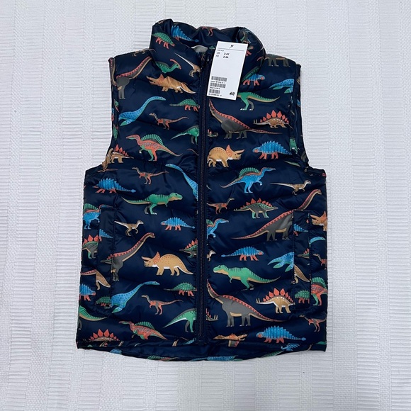 H&M Dinosaur Print Kids Puffer Vest - Multicolor - Picture 1 of 2